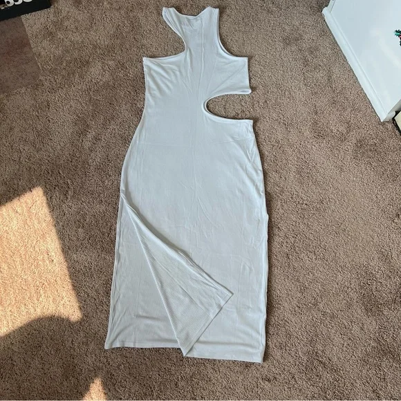 Abercrombie Cut-out Midi Dress | White | Size Large Tall | NWT - Picture 2 of 5